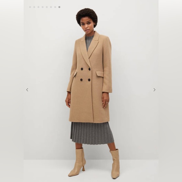 NWT Mango Dali Tan Double-breasted wool coat M - Picture 4 of 9